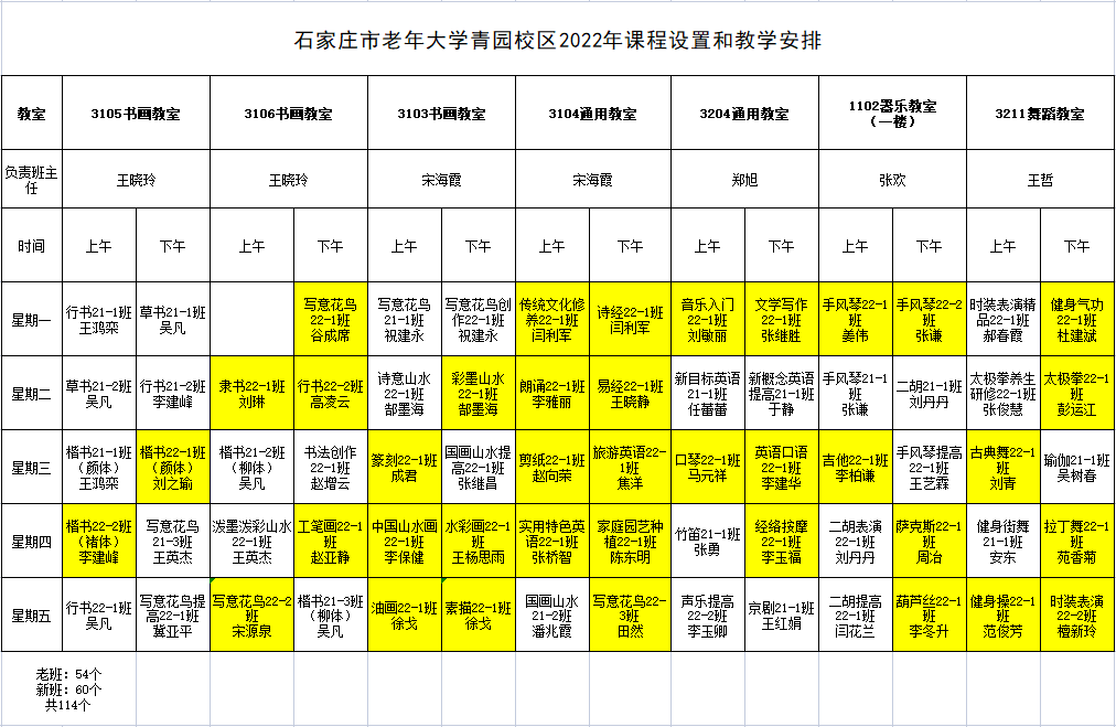 安阳学院课程表图片